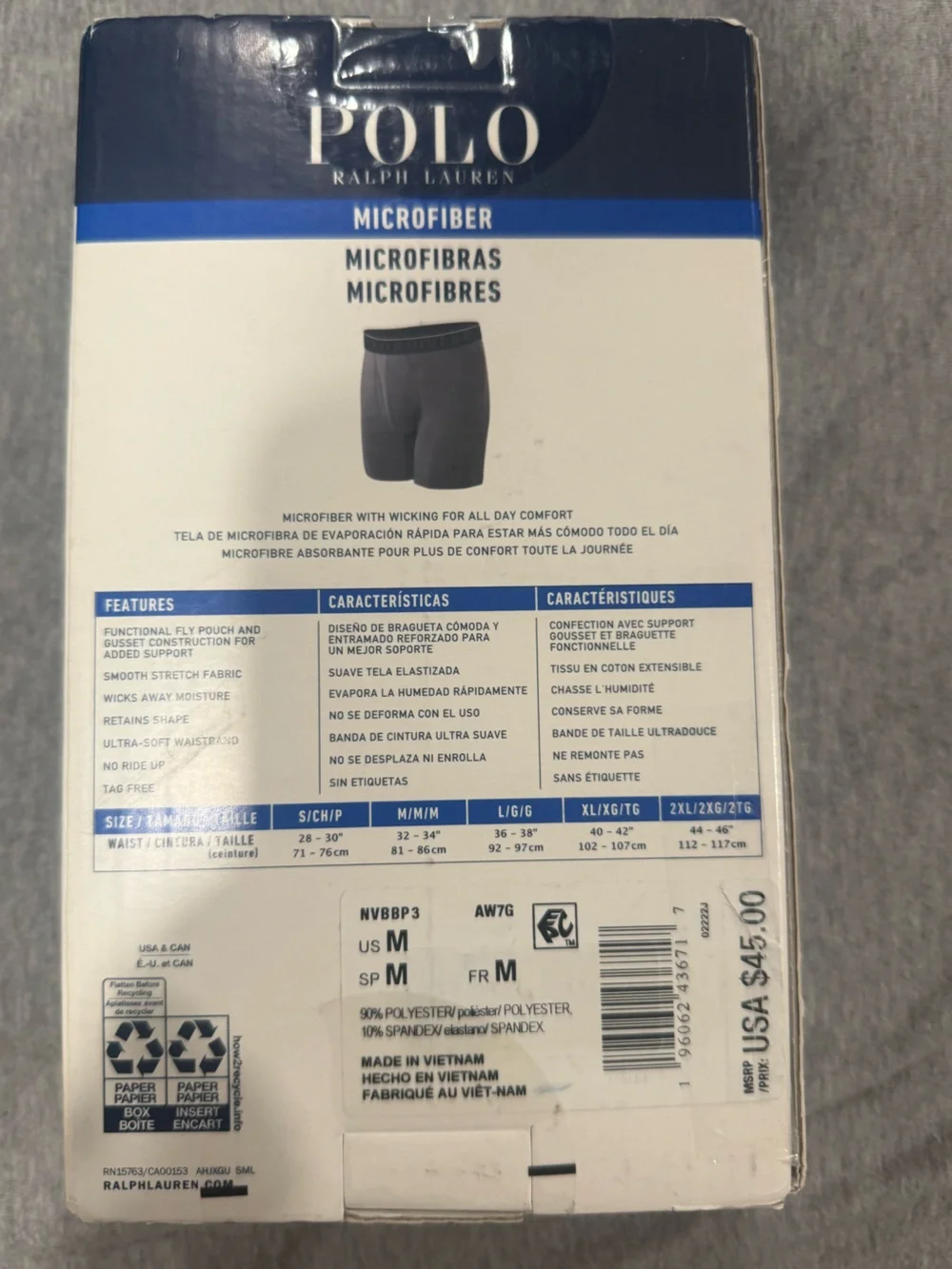 Ralph Lauren Boxer Briefs 3-Pack in Navy, Black & Gray